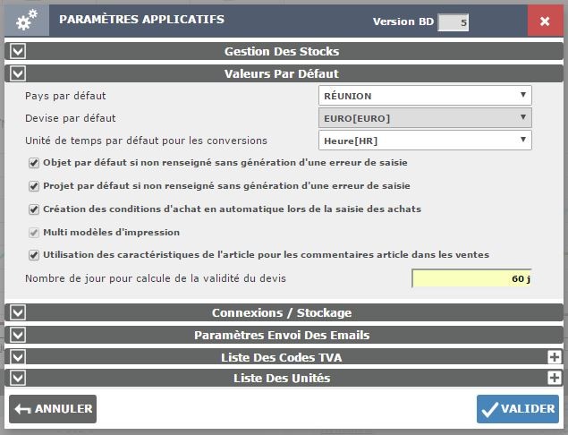 Paramétrage et Administration BD