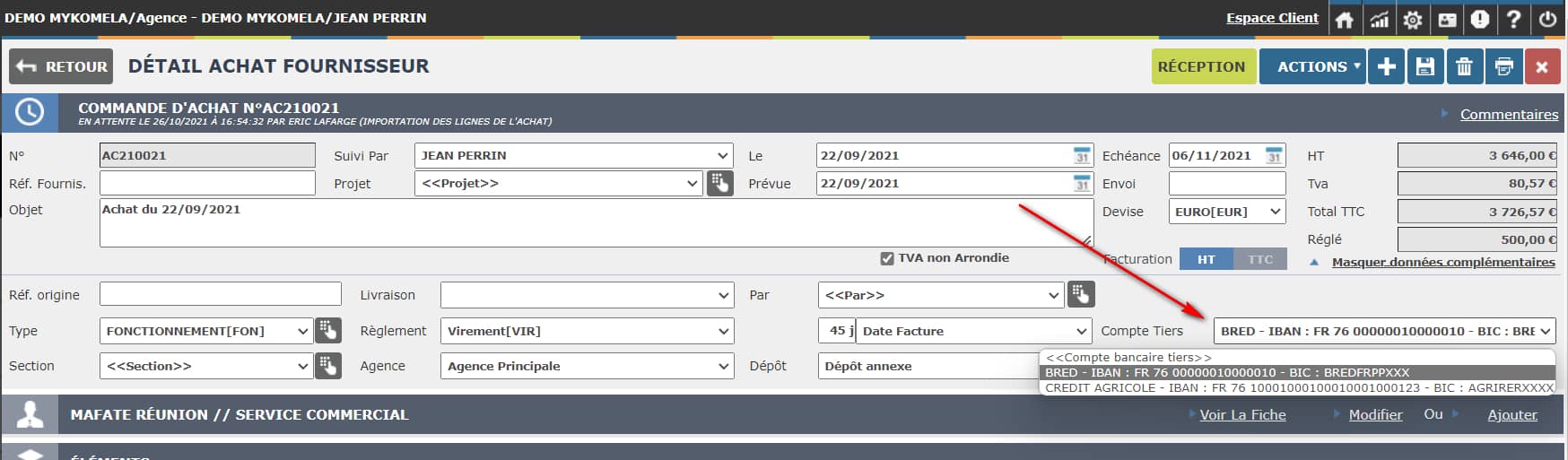 mykomela export fournisseur fiche fournisseur select compte 1200 c