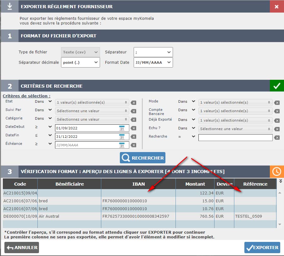 mykomela export fournisseur popup export virement liste recherchee 600 c